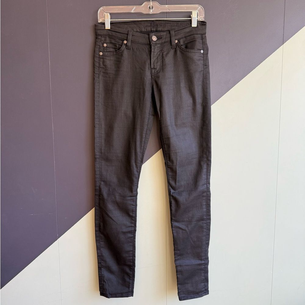 Seven for All Mankind Black Coated Skinny Jeans, Size 25, GUC